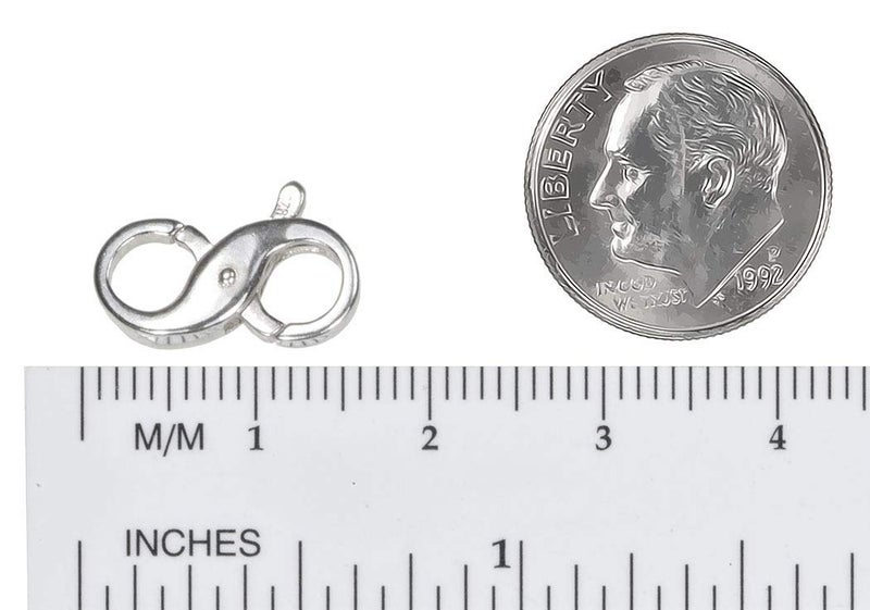 uGems Double Opening Sterling Silver Infinity Figure Eight Lobster Clasp 15mm x 10mm, 925 Silver, Medium Size for Bracelets & Necklaces, Double Interchangeable Clasp with Secure Closure, SKU: j-4119 - Image 3
